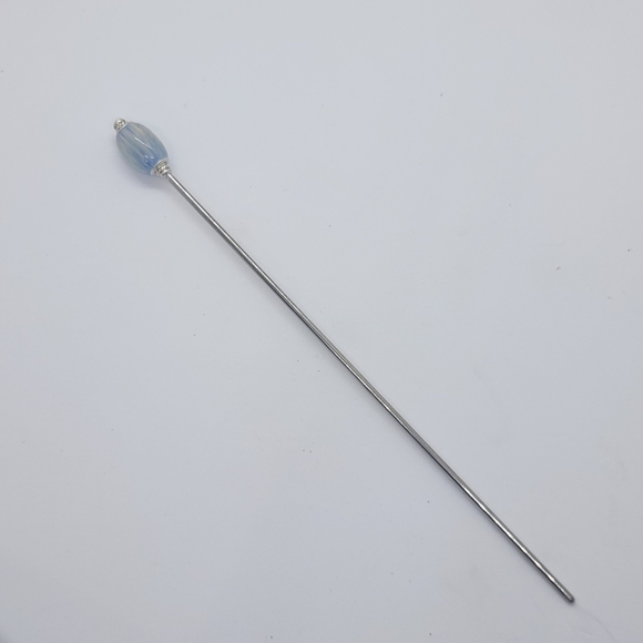 Skydrift Stainless Steel Hair Stick Shimmering Oval Resin Custom Length Updo Pin - Picture 3 of 6